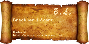 Breckner Lóránt névjegykártya